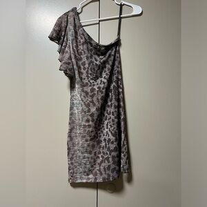 Short cheetah print glittery dress